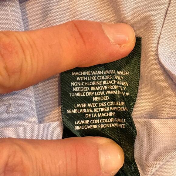 Lauren Ralph Lauren Dress Shirt Mens 18 Blue Classic Fit Stretch Long Sleeve - Picture 5 of 9